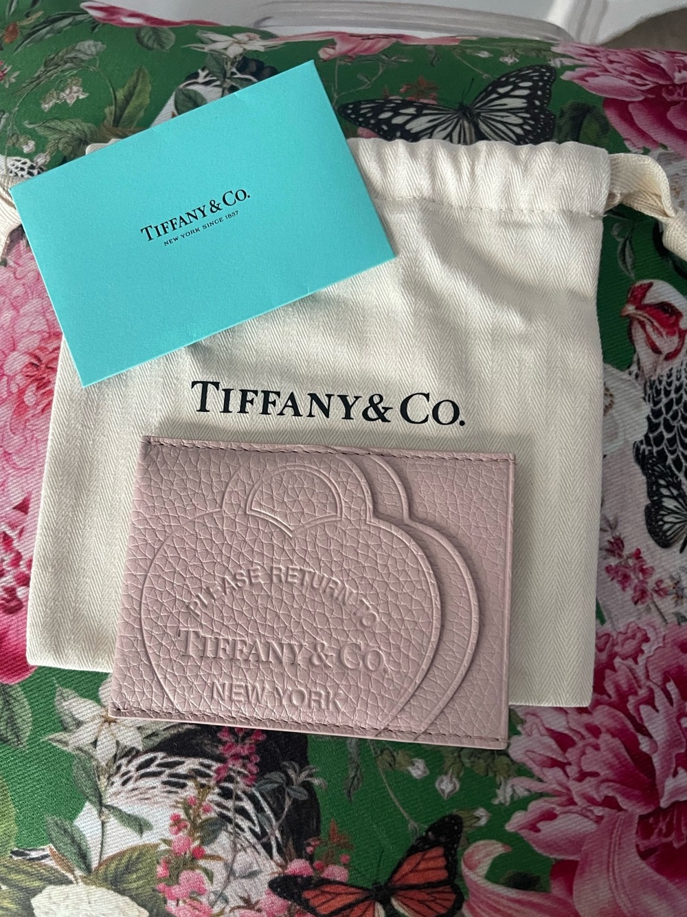 Tiffany & Co. Blush Pink Embossed Leather Card Sleeve